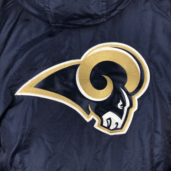 Puma NFL Rams Quilted Puffer Coat St. Louis Los Angeles Blue Gold Medium - Picture 8 of 13